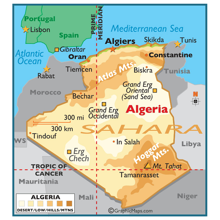 Carte topographique Grand tapis de souris XXL Lignes Algeria