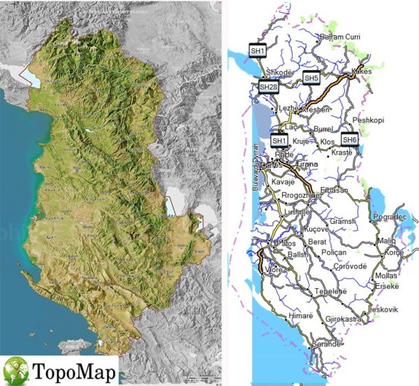 CARTES TOPO  ALBANIE