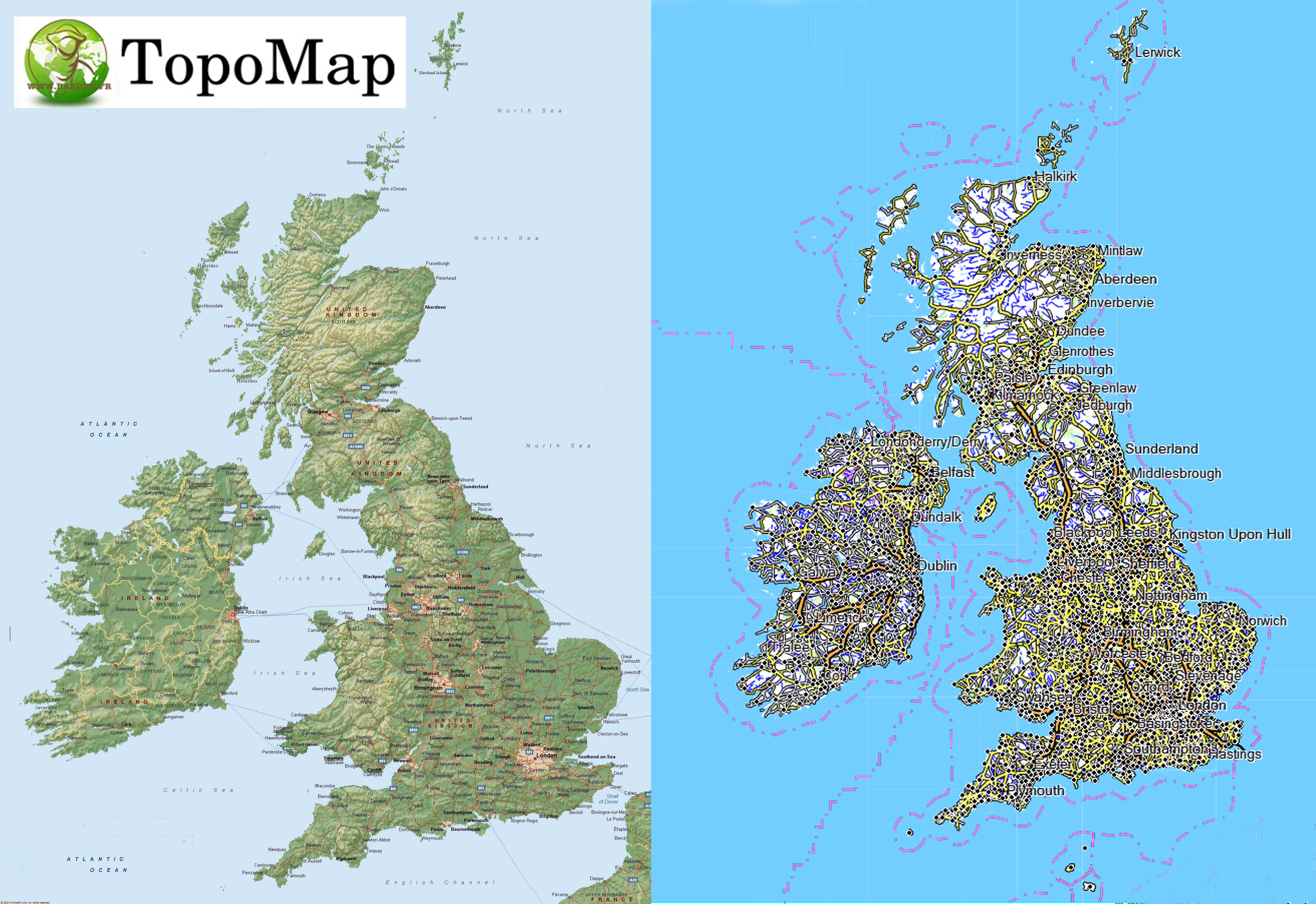 CARTE TOPO MAP GRANDE BRETAGNE