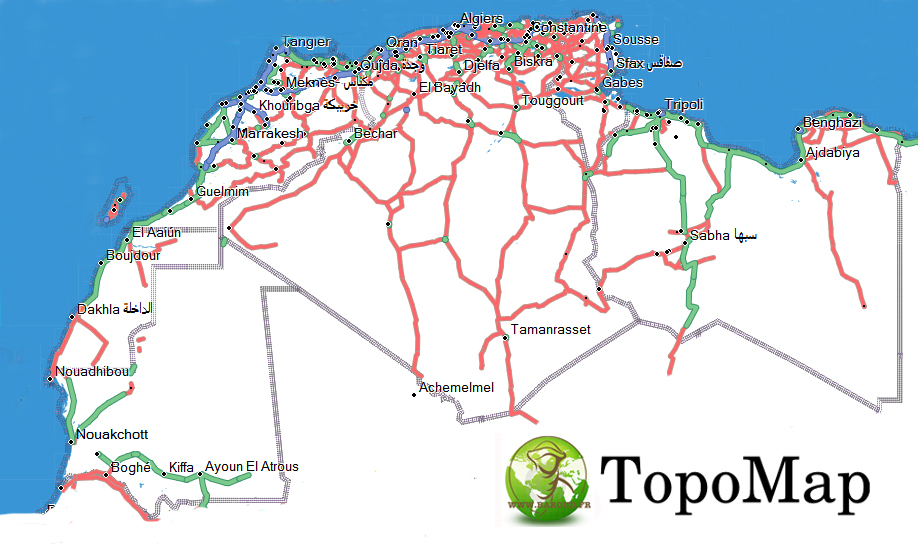 CARTE TOPO MAP GARMIN MAGHREB ALGERIE MAROC MAURITANIE LIBYE TUNISIE