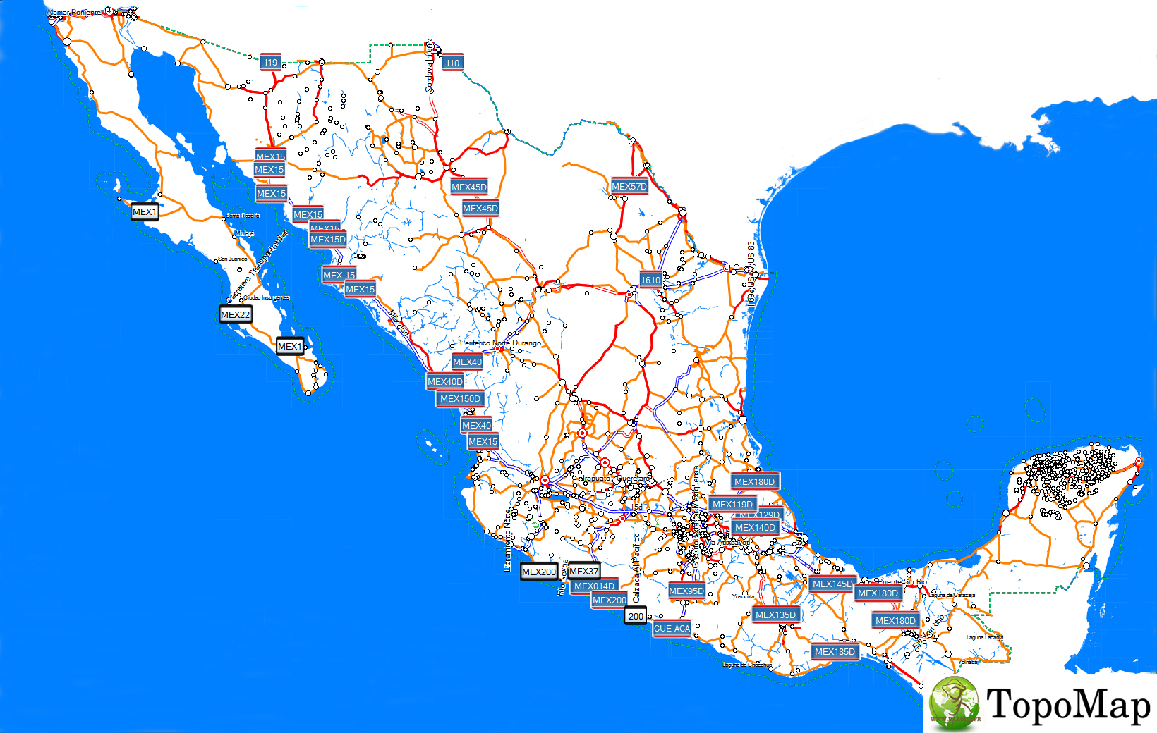 CARTE TOPO MAP GARMIN MEXIQUE